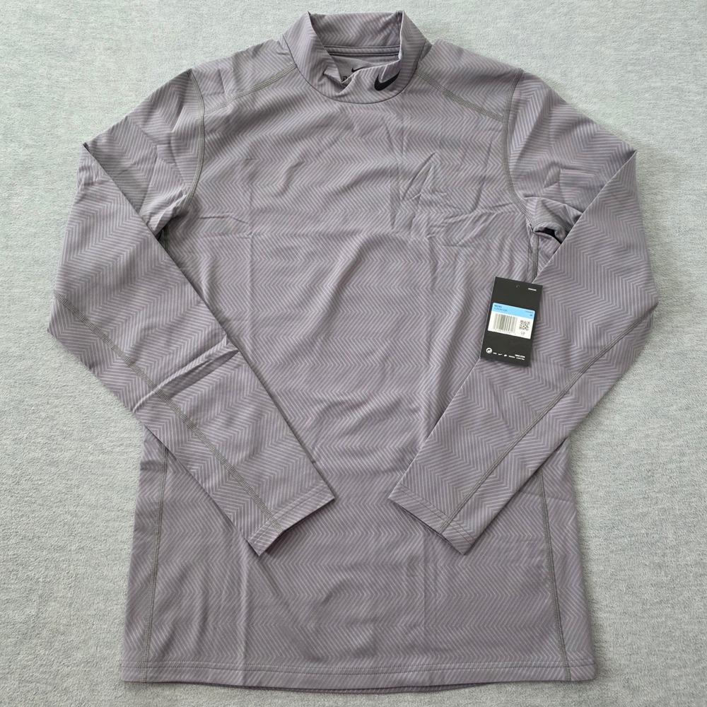 Nike Pro Warm Mens Dri-FIT Mock Neck Long Sleeve Training Top Gray AJ6699-036 M